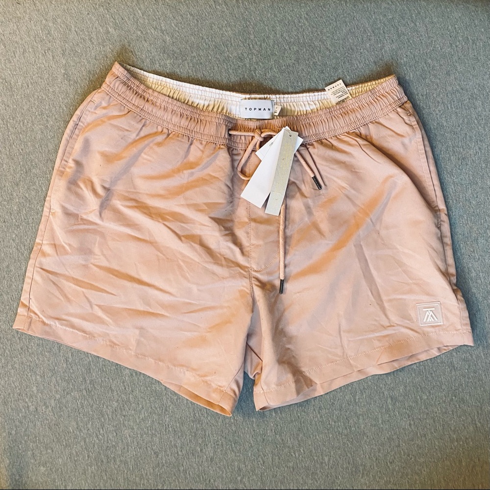 Topman Short Pink Swim Trunks - Size Medium